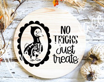 Inga knep bara godis Gås Halloween Digital Design, Halloween Cut-fil, Höstens dörrhängare Design, Halloween Cricut SVG
