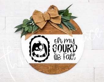 Oh My Gourd dess höst Halloween digital design, Halloween klippfil, höst dörrhängare design, Halloween Cricut SVG