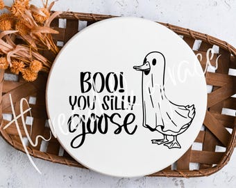 Bu du fåniga gås Halloween digital design, rolig Halloween klippfil, höstdörrhängardesign, Halloween Cricut SVG