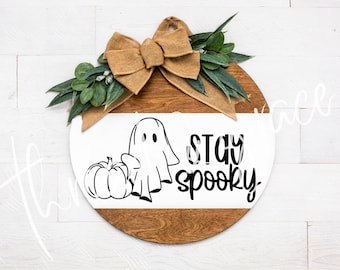Spöklikt Halloween-dörrskylt, Halloween-dörrhängare, Halloween-dörrhängare, Cricut-silhuett SVG