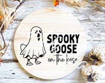 Spooky Goose on the Loose Halloween Digital Design, Halloween Cut-fil, höstdörrhängardesign, Halloween Cricut SVG