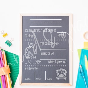 School Milestone Digital Design File, First Day of School Chalkboard SVG, Last Day of School Cricut Cut File, Back to School Sign
