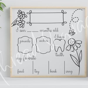 Floral baby mijlpaal digitaal ontwerpbestand, Daisy Baby mijlpaal bord SVG, maandelijks baby mijlpaal Cricut gesneden bestand, baby mijlpaal marker png