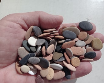 118 pcs Small flat sea stones, terracotta/Pebble Art Supplies/ K-7