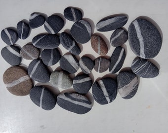 28 pcs Small striped sea stones/ K - 9