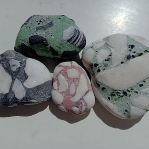 4 pcs Surf tumbled terrace tiles/ Beach finds/ K-47