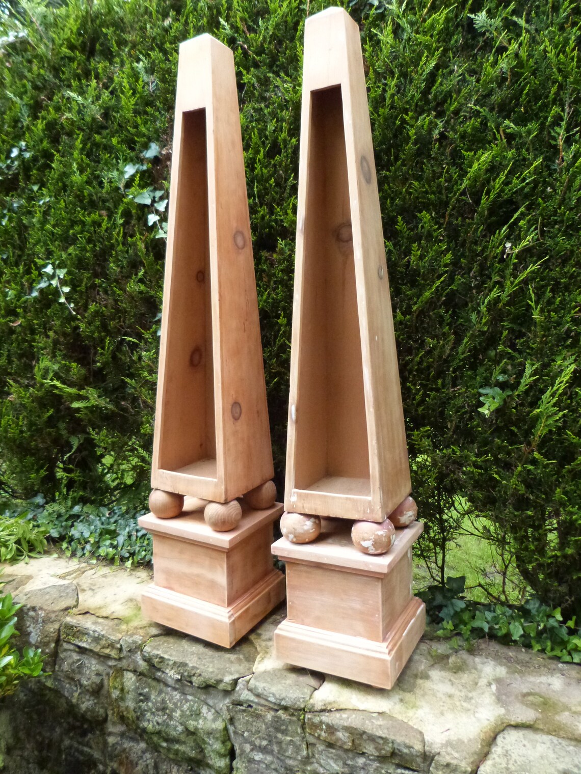 Stunning pair of Large Wooden Obelisks Hand Made and Unique. Etsy