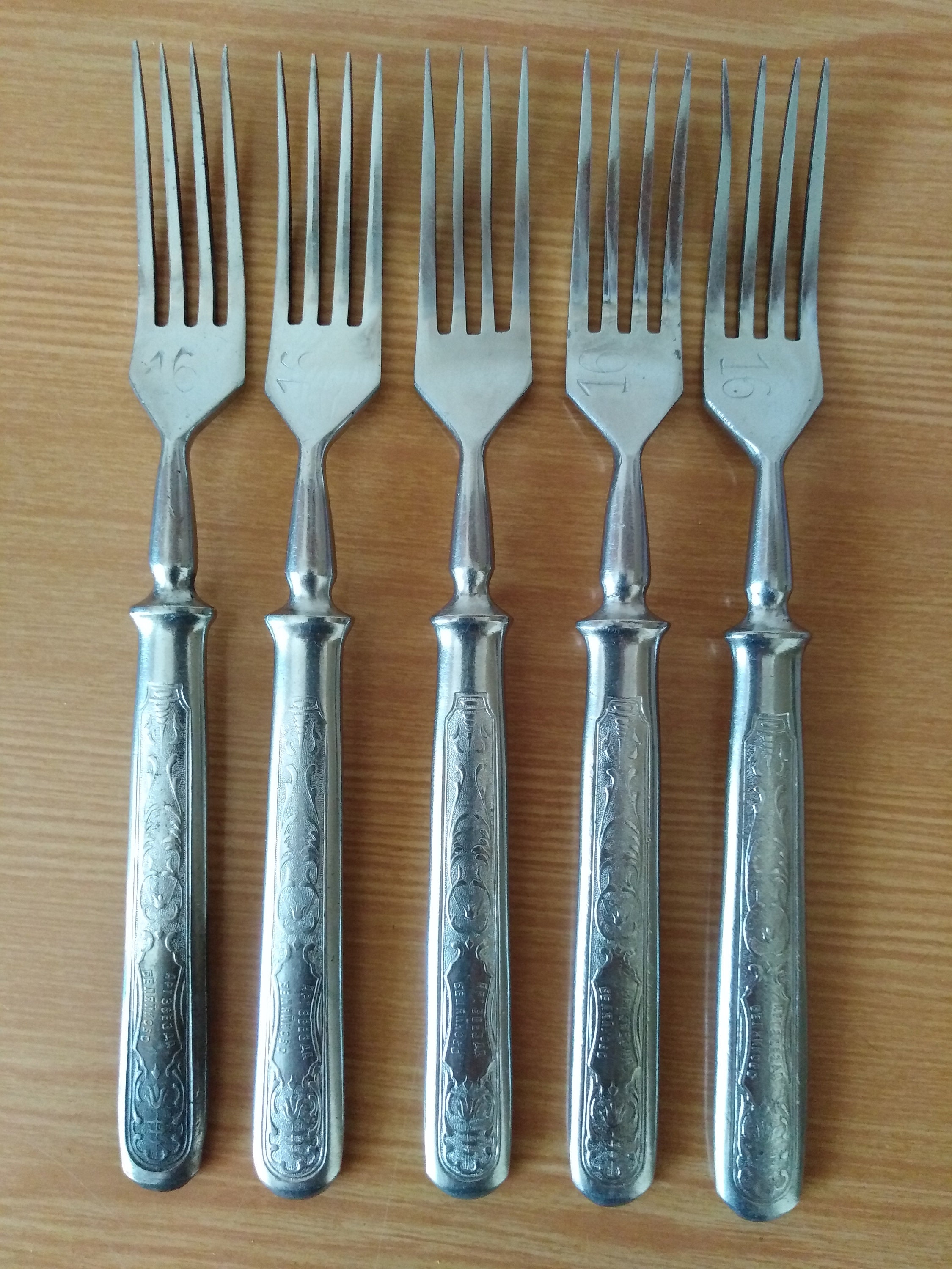 Antique set of 5 forks. Vintage stainless forks. Soviet Etsy