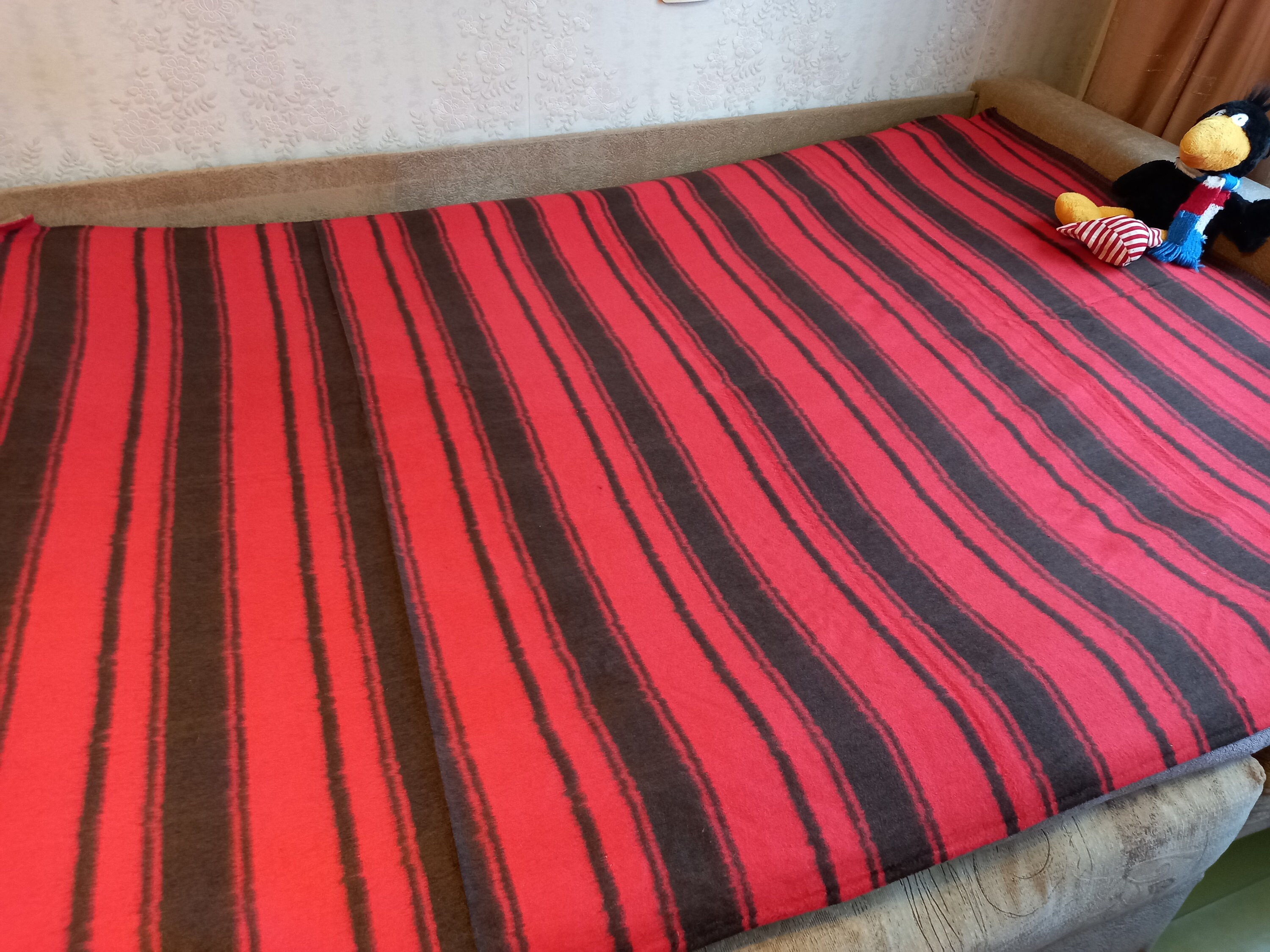 Vintage striped blanket. Blanket for bed. Blanket red / black Etsy