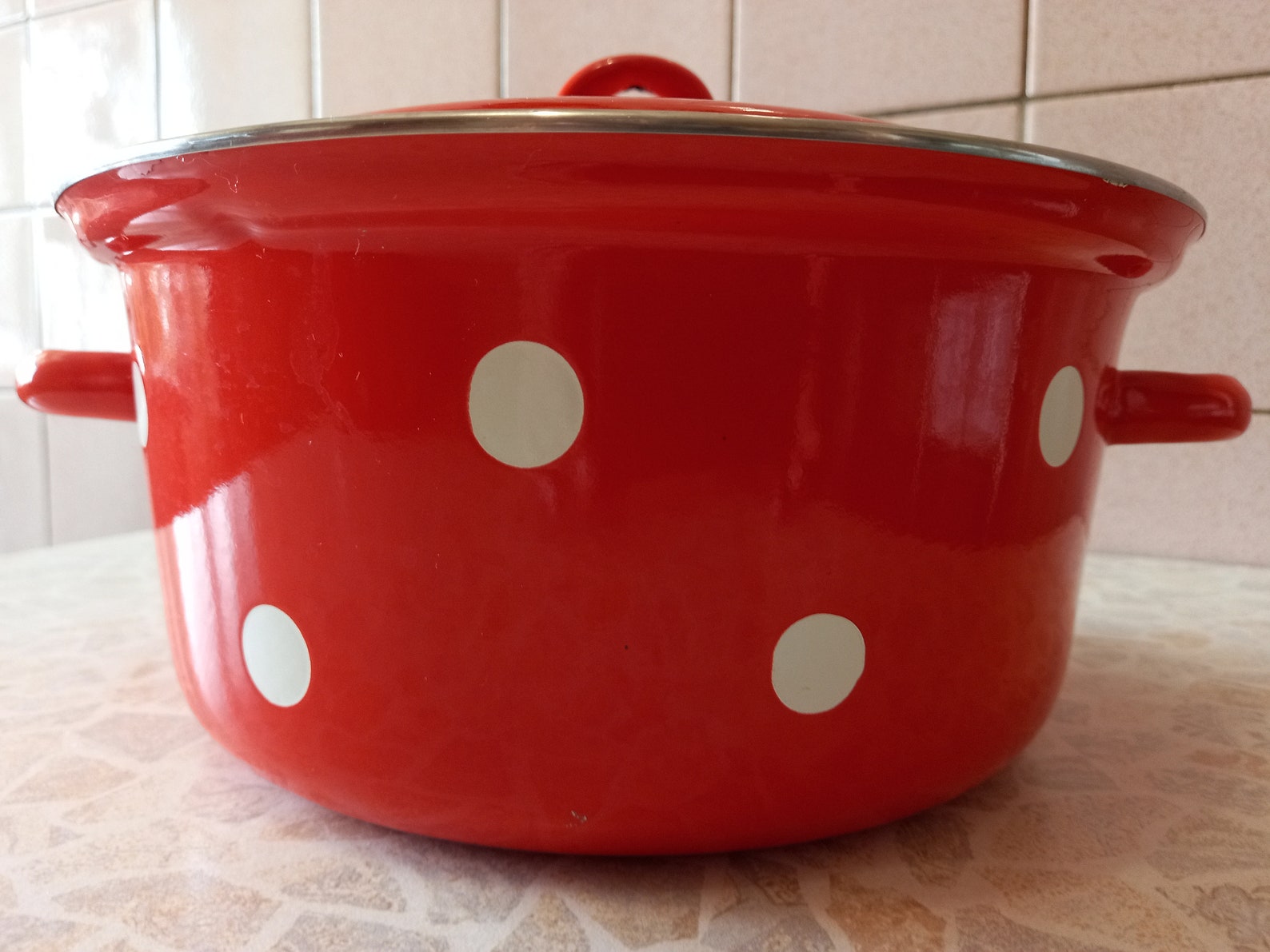 Saucepan. Vintage saucepan 4 liters. Red saucepan decorated Etsy