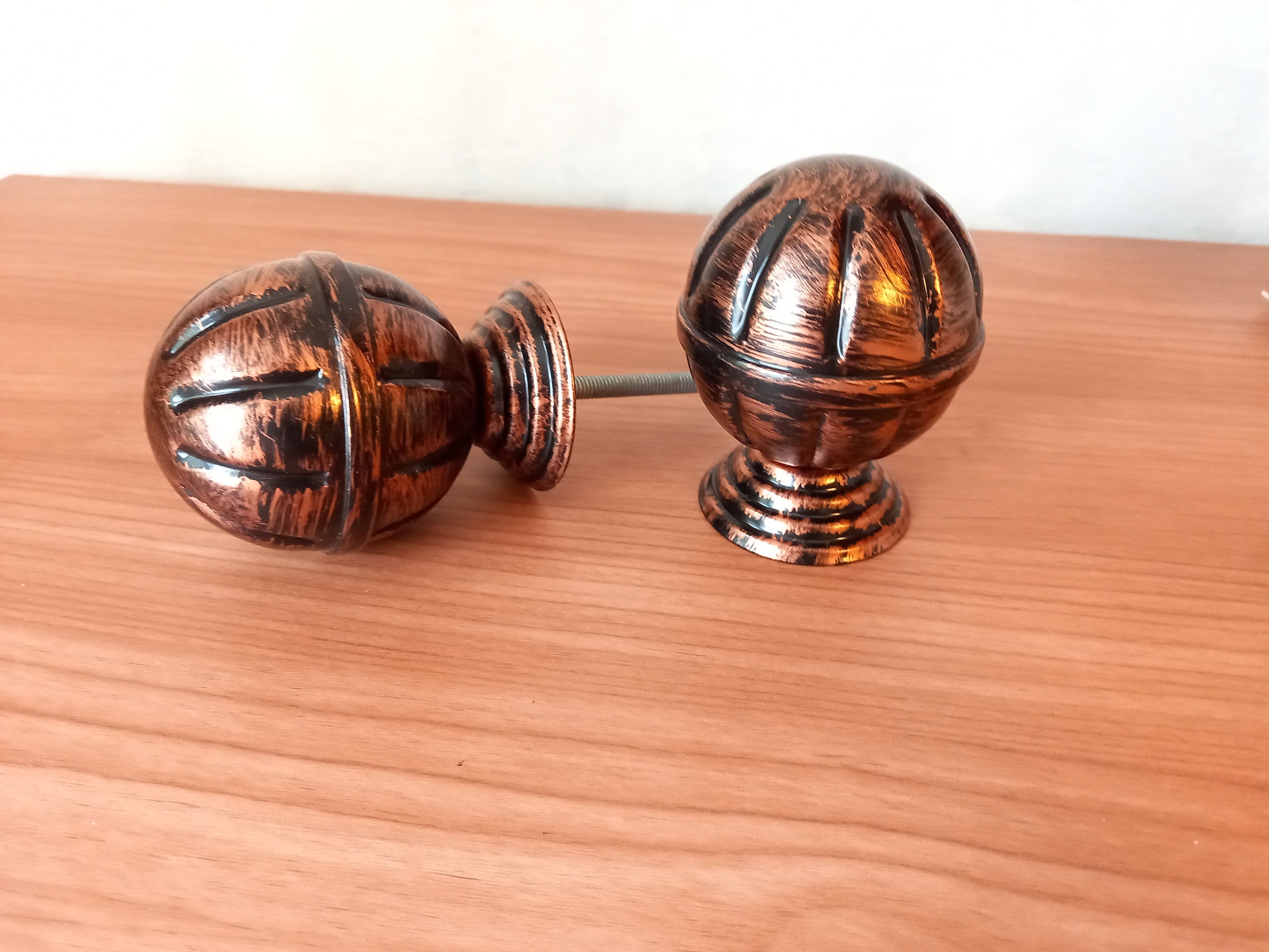 Vintage knobs. Ballshaped metal door knobs. Antique copper Etsy