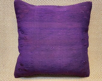 20x20 パープル キリム 枕カバー ソファー枕 ヴィンテージ 枕 カウチ枕 ランバーピロー ウール 枕カバー クッションカバー スローピロー ラグピロー
