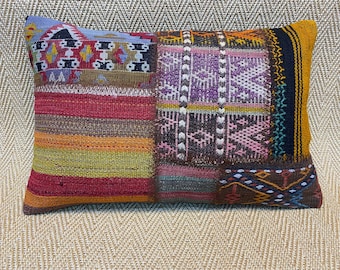 16x24 Kelim Kissenbezug Vintage Kissen Deko Patchworkkissen Lendenkissen Schlafzimmer Deko Sofakissen Sofa deko Kissen Wollkissen