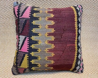 16x16 pillow cover kilim pillow sofa pillow decorative pillow ethnic pillow boho pillow wool cushion vintage pillow cushion covers pillows