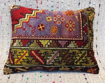 20x26 ラグ 枕カバー パープル 枕 ヴィンテージ 枕 ボヘミアン 装飾 ソファ 枕 ソファ 枕 腰枕 キリム 枕 寝室 装飾 枕
