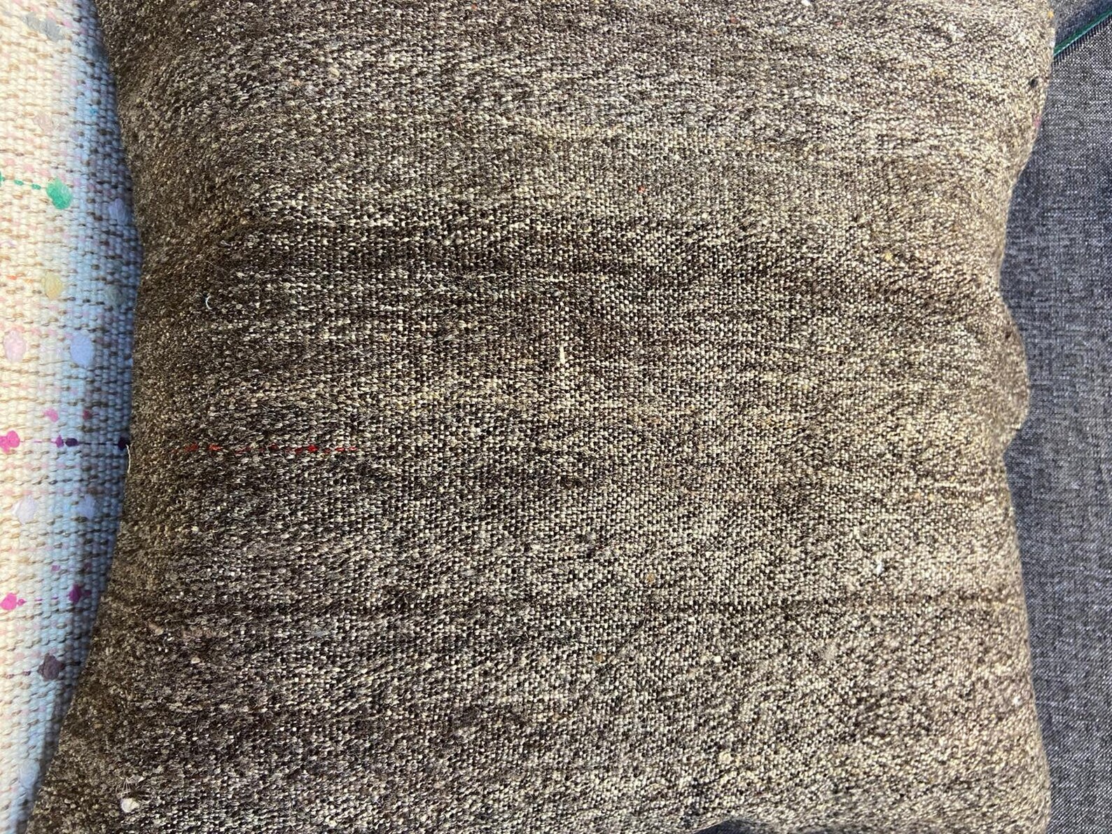 23x23 Natural Wool Pillow Cover Sofa Throw Pillow Kilim Pillow Brown