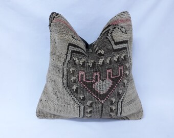 16x16 handmade rug pillow cover vintage decor office decor handwoven rug cushion couch pillow sofa throw pillows