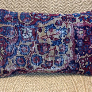 16x24 blue and beige rug pillow cover navy blue pillows couch pillow  pillow floral  kilim pillow cover vintage decor  handmade decor