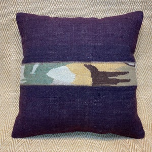 20x22 handmade navy blue kilim pillow cover sofa throw pillow wool cushion vintage decor couch pillow cases decorative pillow home decor