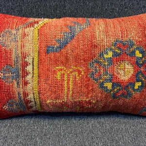 14x24 rug pillow cover orange pillow kilim pillow cover vintage pillow cover throw pillow orange long pillow bohemian pillow cover