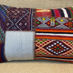 20x28 handmade wool kilim patchwork pillow cover blue couch pillow case orange pillows home decor handwoven pillow striped sofa throw pillow