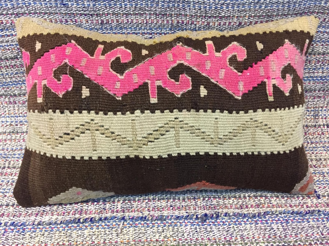 12x20 Kilim Pillow Cover Vintage Pillow Cover Pink Pillow Cover Sofa Throw Pillow Lumbar Pillow