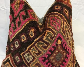 20x20 inches pillow wool pillow handmade pillow cushion rug pillow natural pillow antique pillow vintage pillow pillow covers lumbar pillow