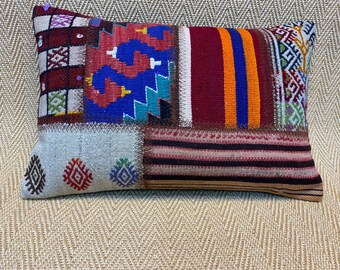 16x24 Kelim Kissenbezug Vintage Kissen Deko Patchworkkissen Lendenkissen Schlafzimmer Deko Sofakissen Sofa deko Kissen Wollkissen