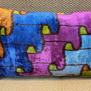 16x22 silk velvet pillow cover colorfully pillow lumbar pillow soft pillow couch pillow sofa pillow decorative pillow vintage kilim pillow