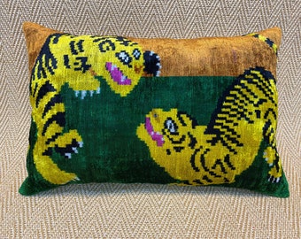 16x24 silk velvet pillow cover dark green pillow lumbar pillow soft pillow couch pillow sofa pillow decorative pillow vintage yellow pillow