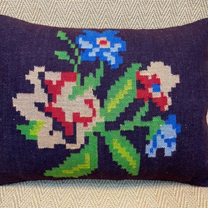 26x20 floral pattern navy blue kilim pillow cover sofa throw pillows couch pillow case vintage decor home decor