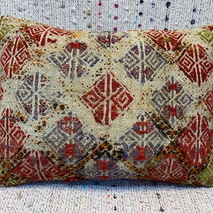 18x25 kilim pillow cover vintage pillow cover orange pillow cases sofa throw pillow couch pillows lumbar pillow wool cushion cover bohemian