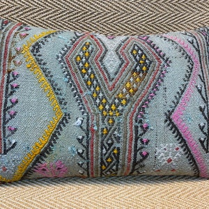 16x24 kilim pillow cover vintage pillow cover blue pillow cases sofa throw pillow couch pillows lumbar pillow wool cushion cover bohemian