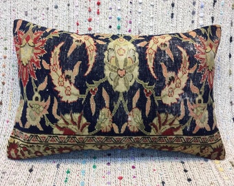 18x28 tapijt kussensloop marineblauw kussen bank kussen sofa kussen lumbale kussen bloemen kussen vintage kussen slaapkamer kussensloop