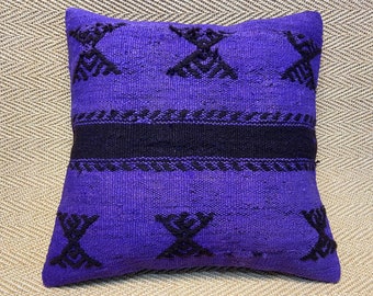 20x20 パープル キリム 枕カバー ソファー枕 ヴィンテージ 枕 カウチ枕 ランバーピロー ウール 枕カバー クッションカバー スローピロー ラグピロー