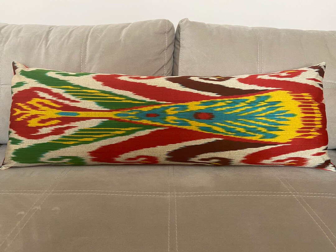 40x15 Fabric Long Pillow Cover Red Long Pillow Vintage Pillow Cover