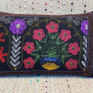 15x24 embroidery pillow cover vintage pillow cover black pillow cover kilim pillow cover sofa throw pillow bohemian decor black cushion case