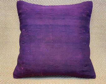 20x20 パープル キリム 枕カバー ソファー枕 ヴィンテージ 枕 カウチ枕 ランバーピロー ウール 枕カバー クッションカバー スローピロー ラグピロー