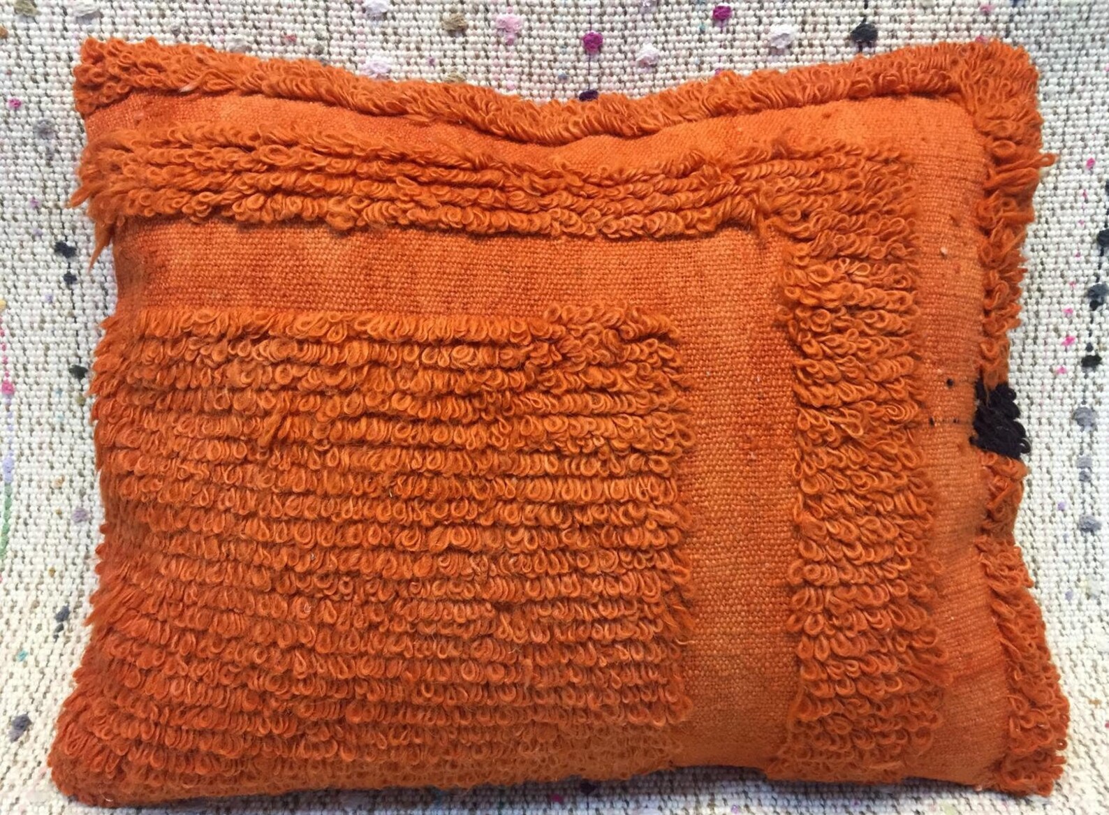 16x20 Orange Pillow Cover Couch Pillow Sofa Pillow Wool Lumbar Etsy