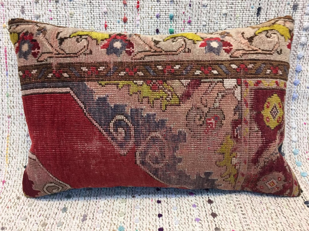 16x24 Red Pillow Wool Rug Pillow Kilim Pillow Cover Boho Pillow Kilim
