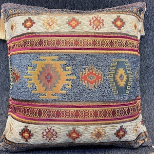 16x16 pillow cover couch pillow ottoman decor sofa pillow blue pillow soft cushion cover Turkish kilim pillow cover vintage pillow cases