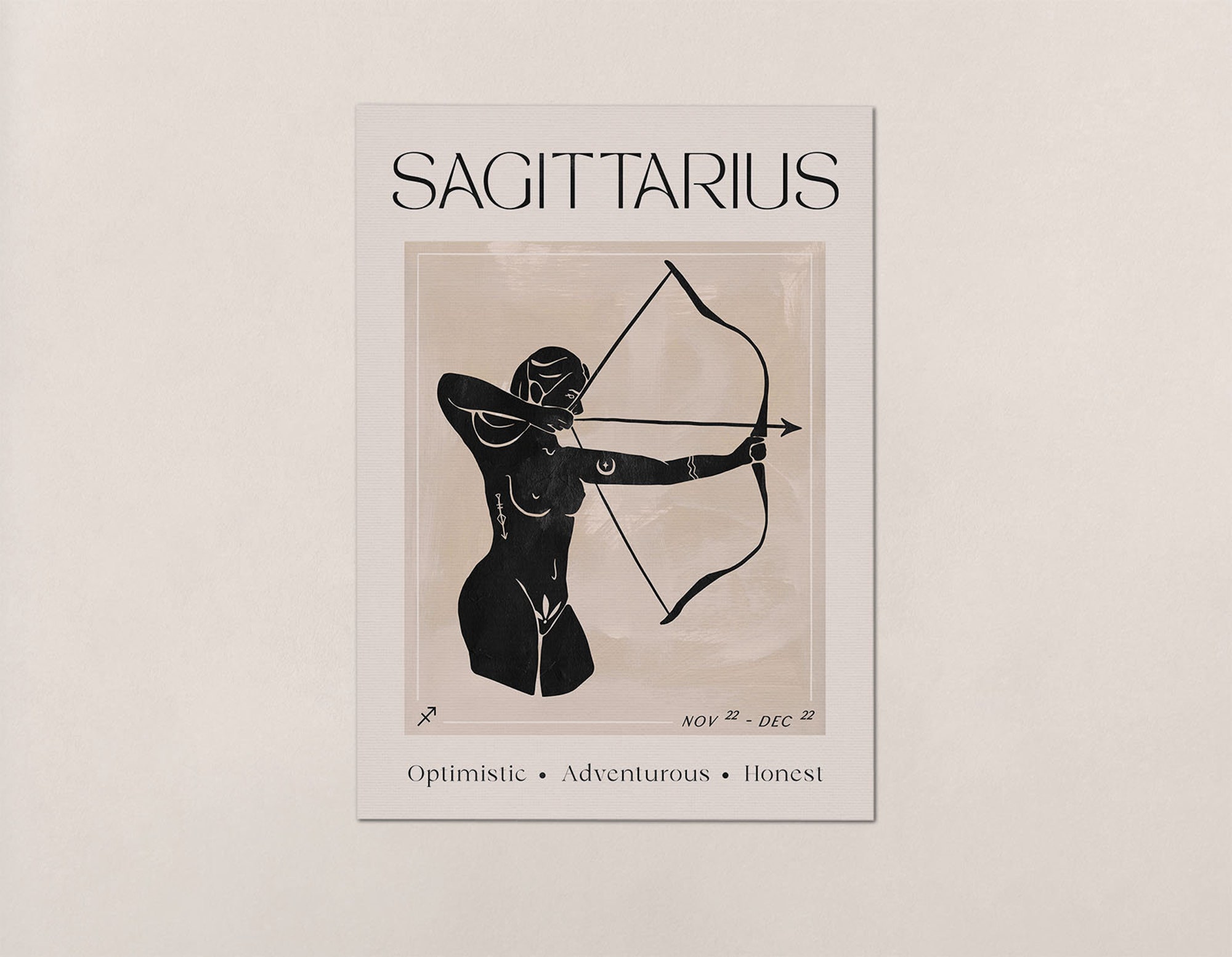 Zodiac, Sagittarius, Gift, Birthday, Astrology, Star Sign, Art Print, Poster, Boho Decor