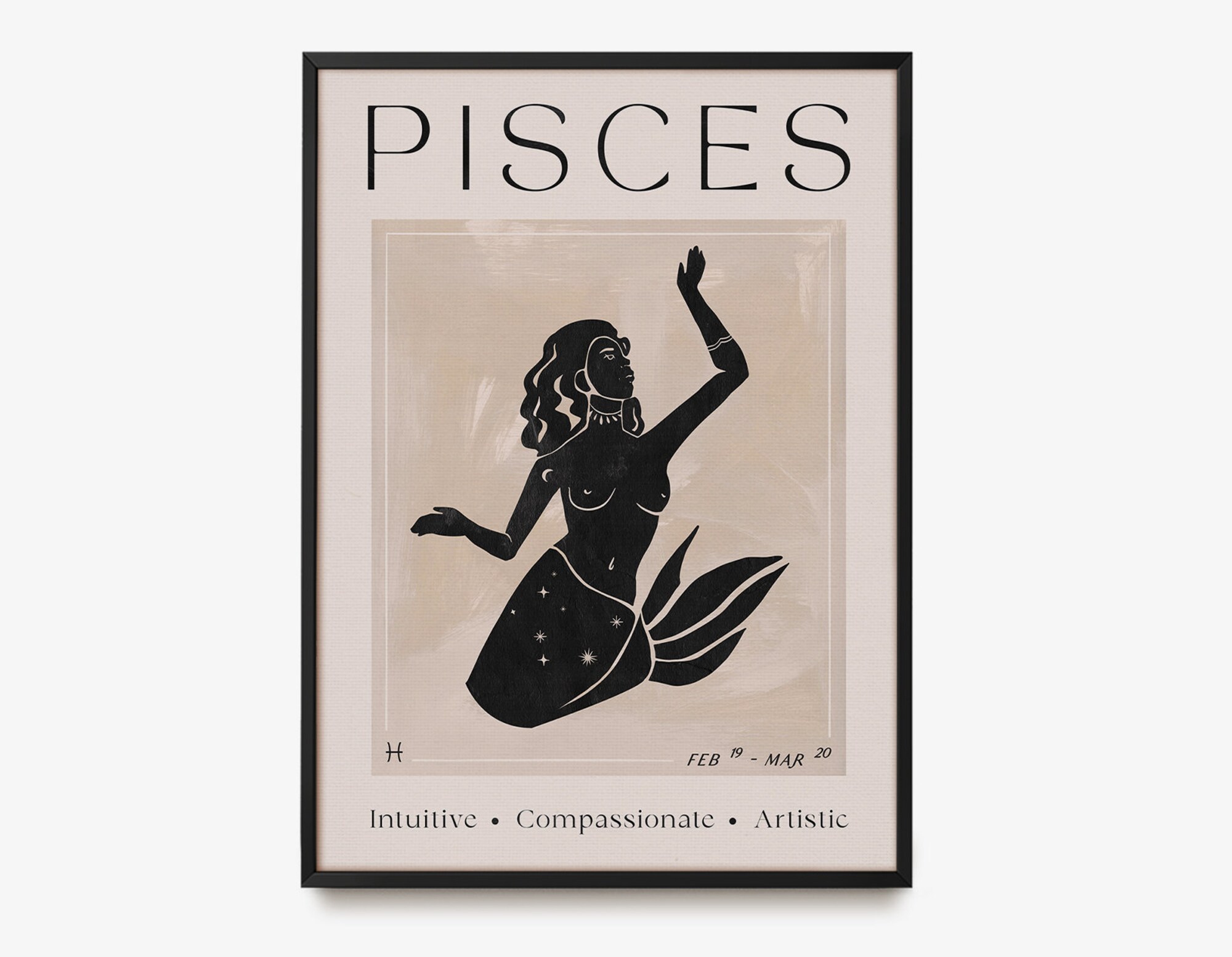 Zodiac, Pisces, Gift, Birthday, Astrology, Star Sign, Art Print, Poster, Boho Decor