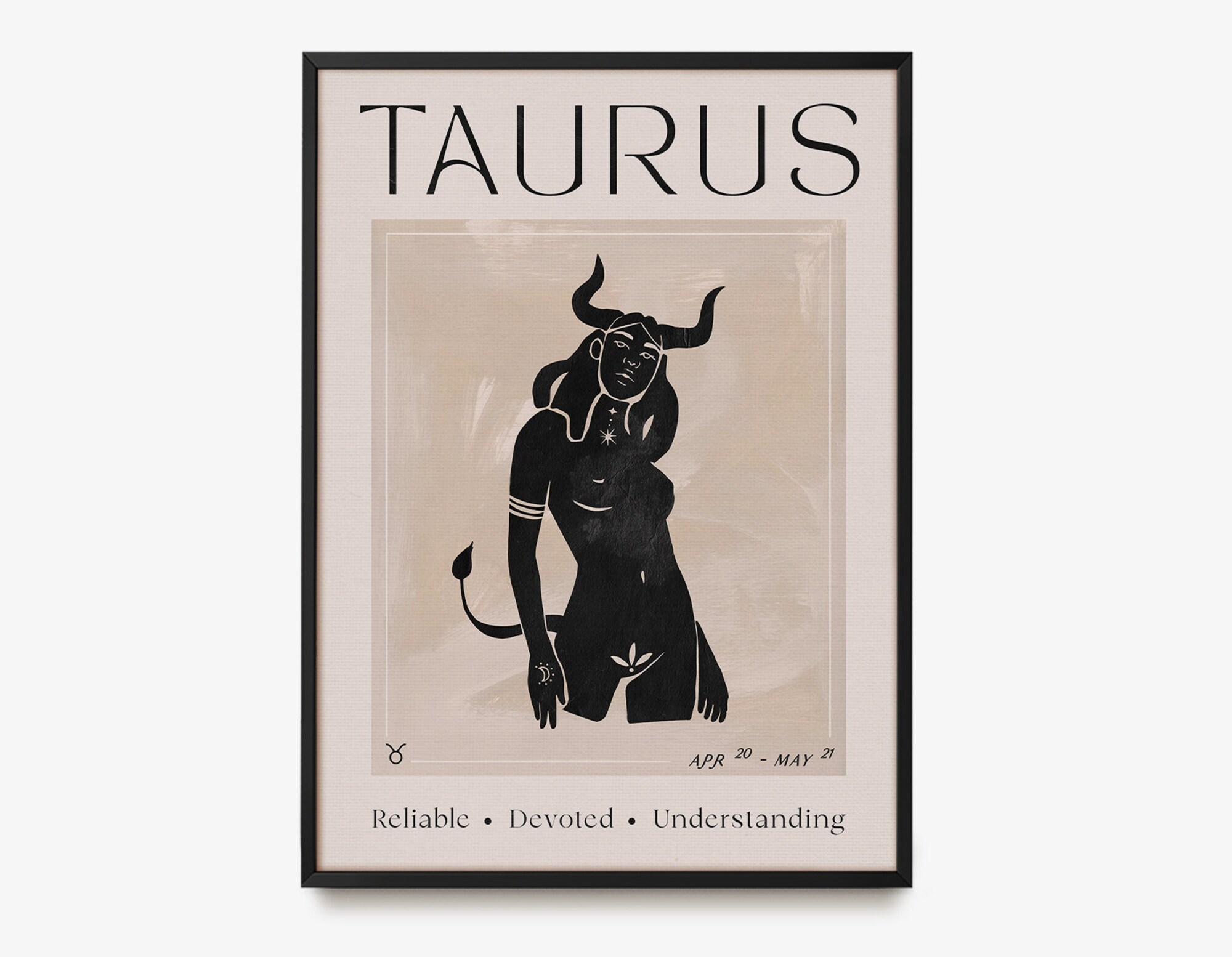 Zodiac, Taurus, Gift, Birthday, Astrology, Star Sign, Art Print, Poster, Boho Decor