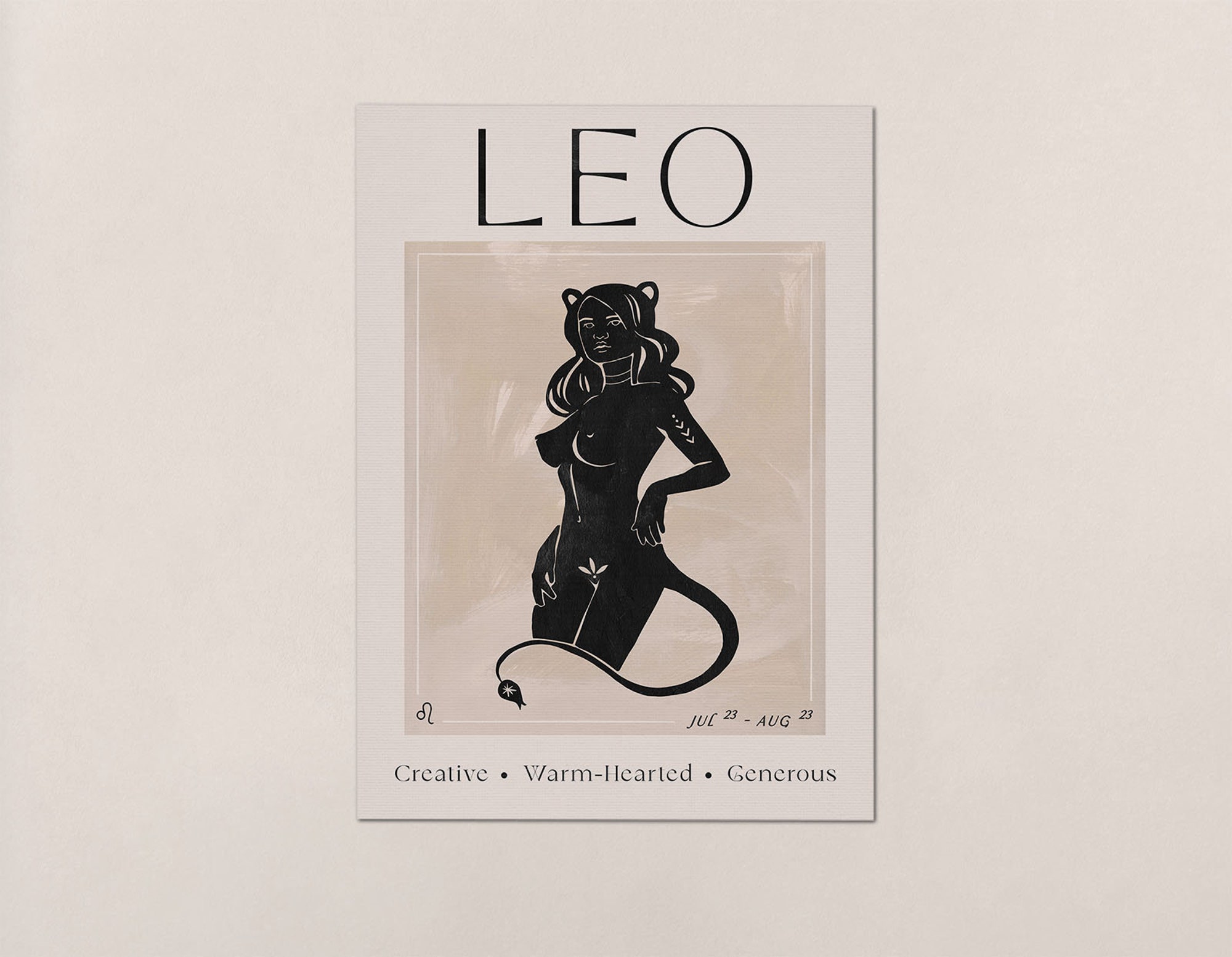 Zodiac, Leo, Gift, Birthday, Astrology, Star Sign, Art Print, Poster, Boho Decor