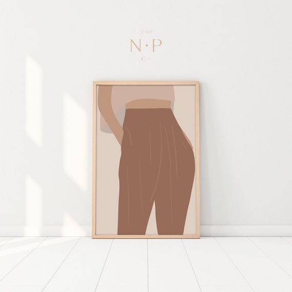 Wall Print Fashion Minimal Trousers Pants Art Drawing Abstract Feminine Modern Illustration Poster Scandi Boho Prints Bedroom