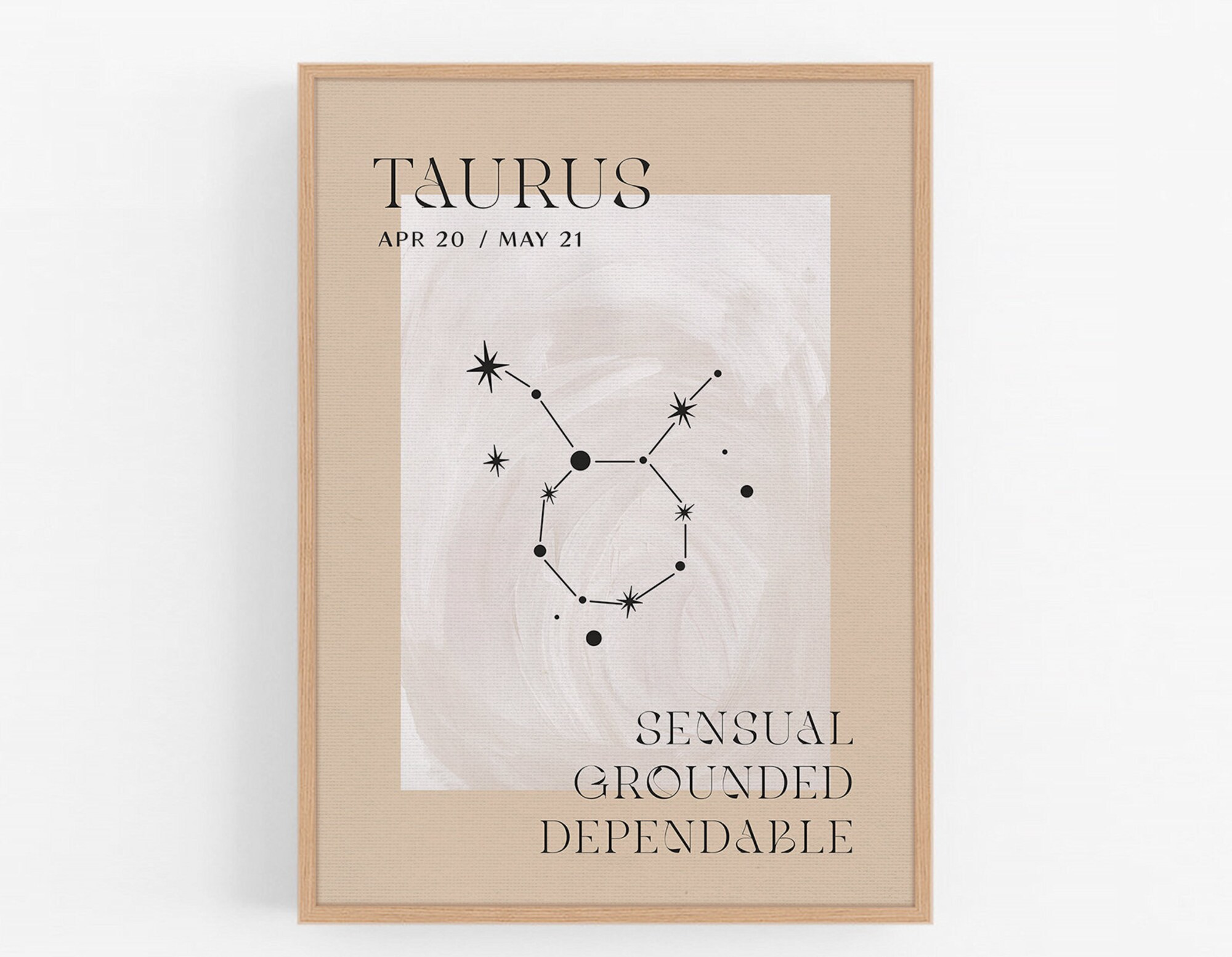 Zodiac, Taurus, Gift, Birthday, Astrology, Star Sign, Art Print, Poster, Boho Decor