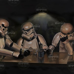 Limited Edition Stormtrooper Art Print, banner Canvas, Original Artwork From Oil On Canvas "Down The Empire on a Saturday"