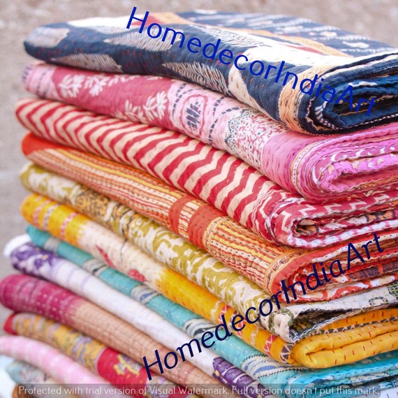 Wholesale lot of 5 pcs mix Indian Kantha Quilt Vintage Handmade Blanket and Throw Reversible Kantha Quilt Kantha Gudari old Patchwork