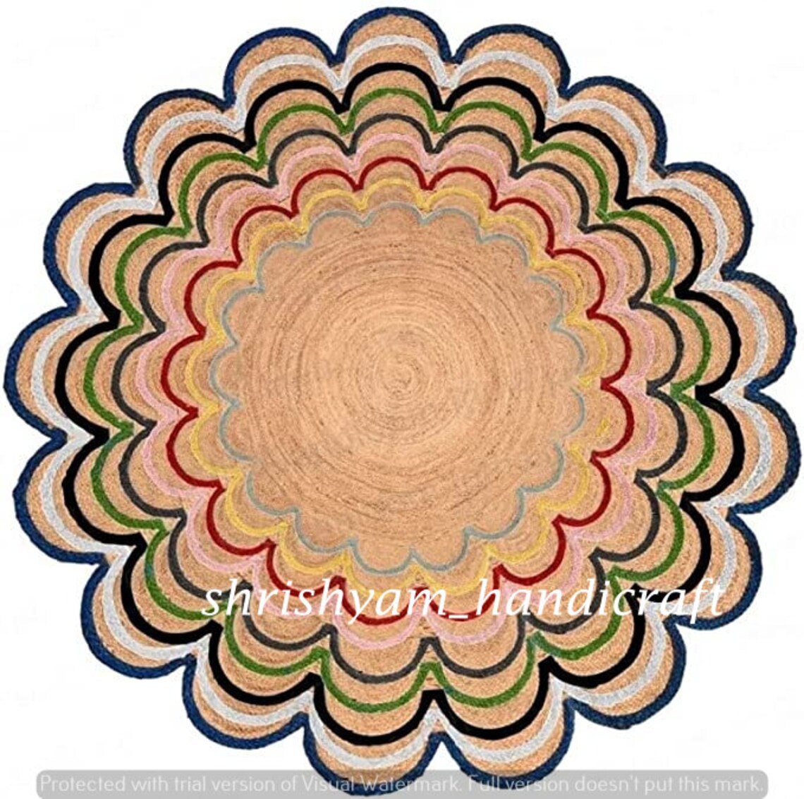 Round Bohemian Decor Indian Braided Jute Round Rug Home Decor Etsy